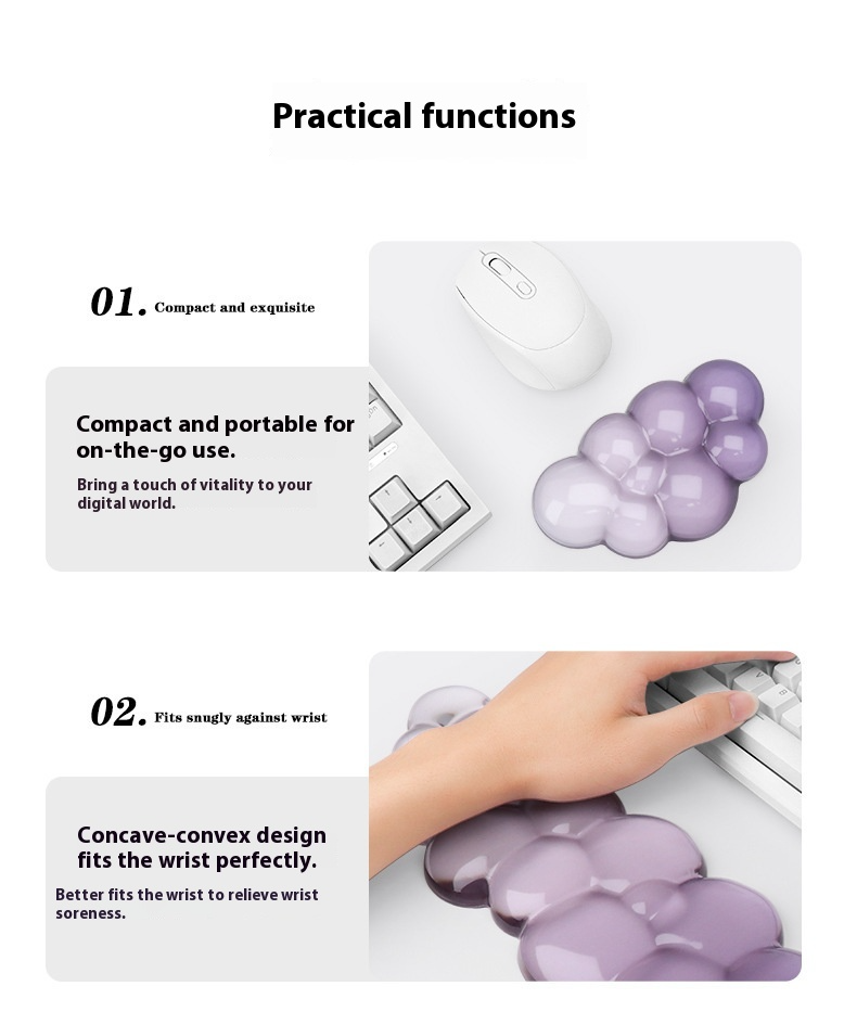 Cloud Keyboard Hand Rest Silicone Transparent Wrist Rest Gradual Change Mouse Pad Office Mouse Hand Rest_voghion.com