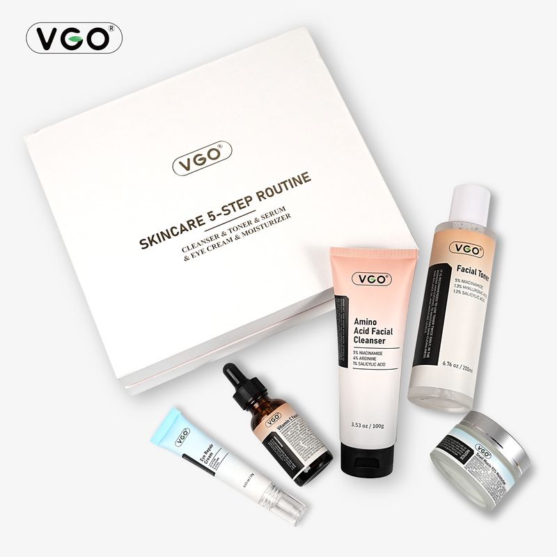Day Creams & Moisturizers VGO Whitening, Anti Wrinkle, Even Skin Tone, And Improve Skin Elasticity Five Step Skin Care Set_voghion.com