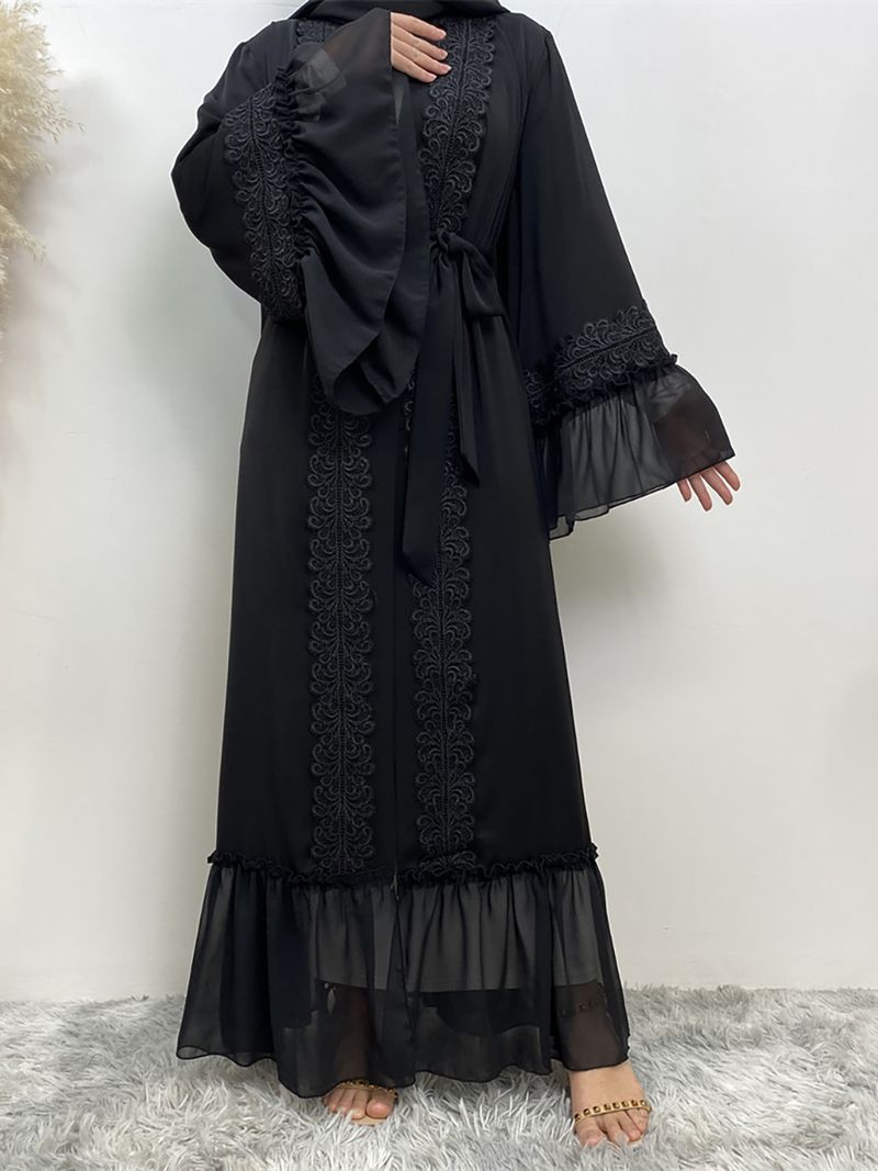 Siyah İslami Abayalar Müslüman Kadın Giyim Türkiye Uzun Cüppe Fas Kaftanı İslam Kaftanı Ramazan Abaya Kadınlar İçin Dubai_voghion.com