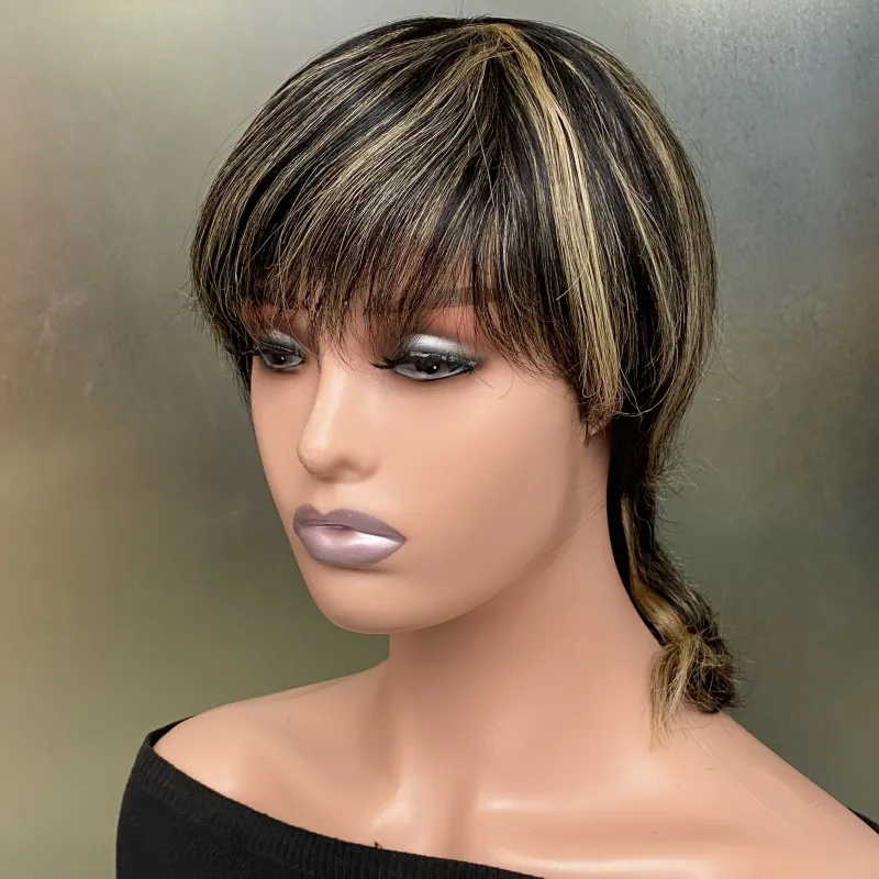 Korte Bobpruiken met Pony Zwaluwstaart Steil Remy Menselijk Haar voor Vrouwen_voghion.com