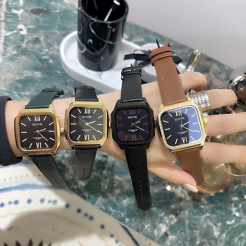 Shigaodi Fashion Black Cool Super Large Plate Personalized Unique Style Belt Square Women's Watch_voghion.com
