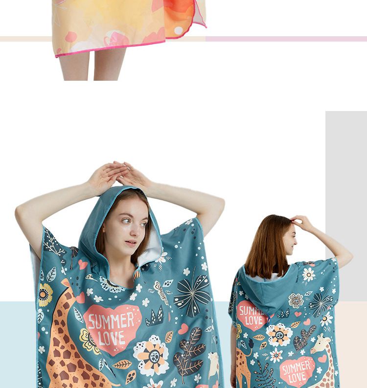 Schnelltrocknender Poncho mit Kapuze aus Mikrofaser – leicht und saugfähig für Strand, Pool, Fitnessstudio und Reisen, vielseitig einsetzbarer Umkleidemantel_voghion.com