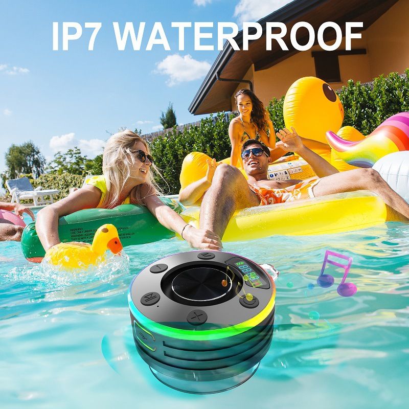 Portable Speakers 7 Level Waterproof Bathroom Bluetooth Speaker Dustproof Mini Wireless Audio Radio Clock_voghion.com