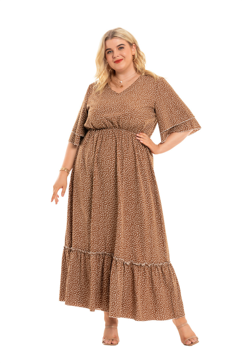 2023 Summer New V-neck Fat MM Bohemian Large Women's Plus size Klänningar_voghion.com