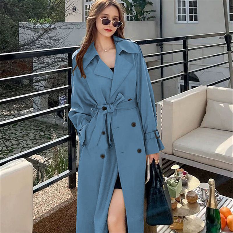 Women's Trench Coat – Classic British Style Long Coat For Petite Women, Mid-Length Autumn Jacket In Khaki & Versatile Colors_voghion.com