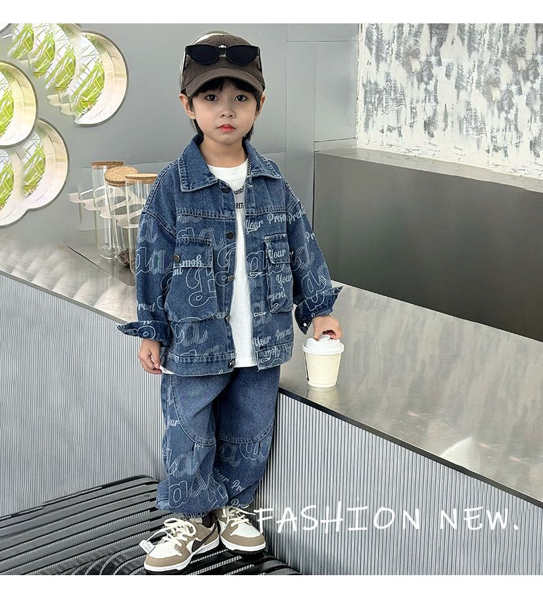 Trajes de primavera para niños 2025, nuevos y atractivos trajes de mezclilla de dos piezas para bebés, versión coreana, para primavera y otoño._voghion.com