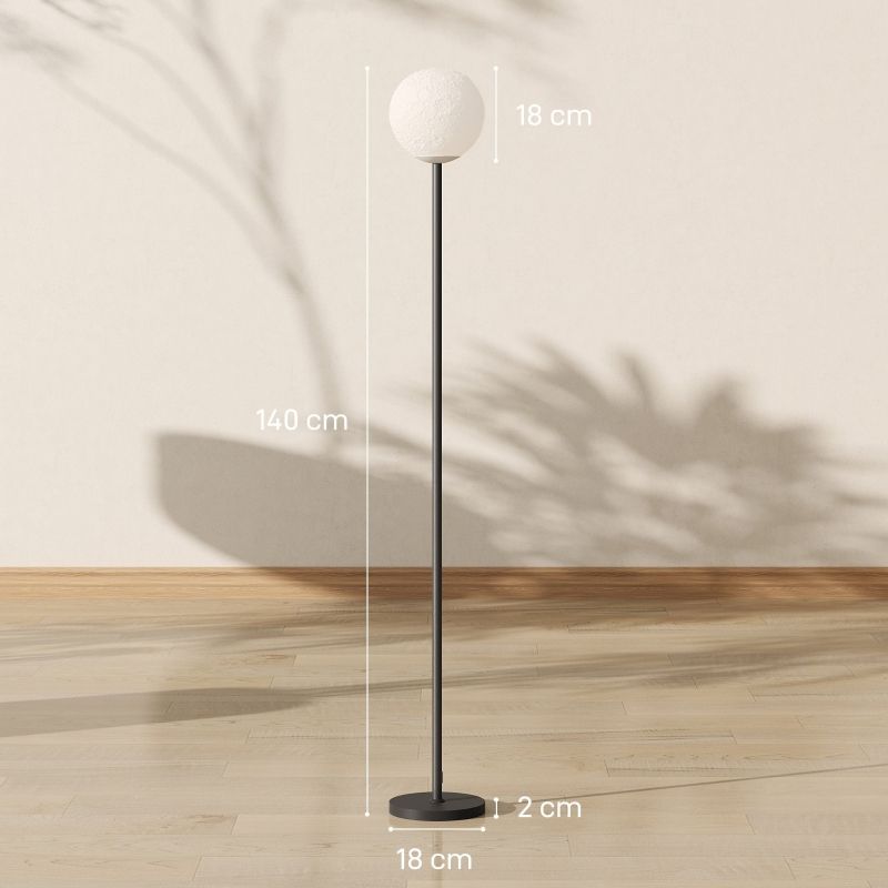 Stehlampe Mit Schirm In Mondoptik, Fußschalter, 3 Farbtemperaturen, Metall, Schwarz_voghion.com