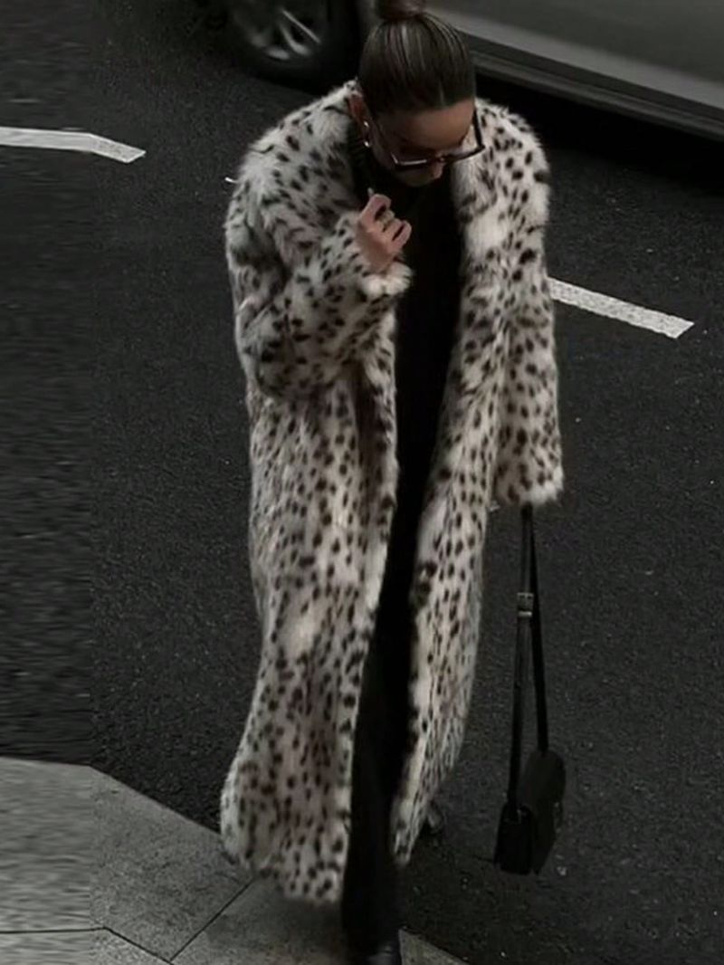 Damen Kunstpelzmantel mit Leopardenmuster, verdickte warme Langarm-Übergrößejacke für den Winter, Streetwear-Mode_voghion.com
