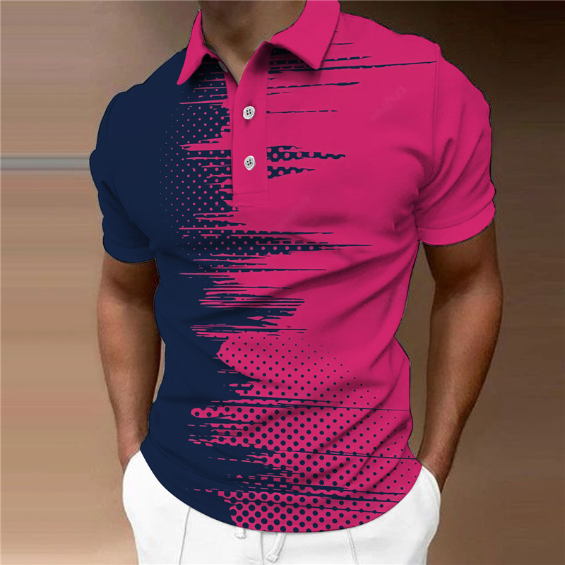 Sports style oversized shirt summer men's Polo short sleeve polyester 3D fashion trend brand printed top_voghion.com