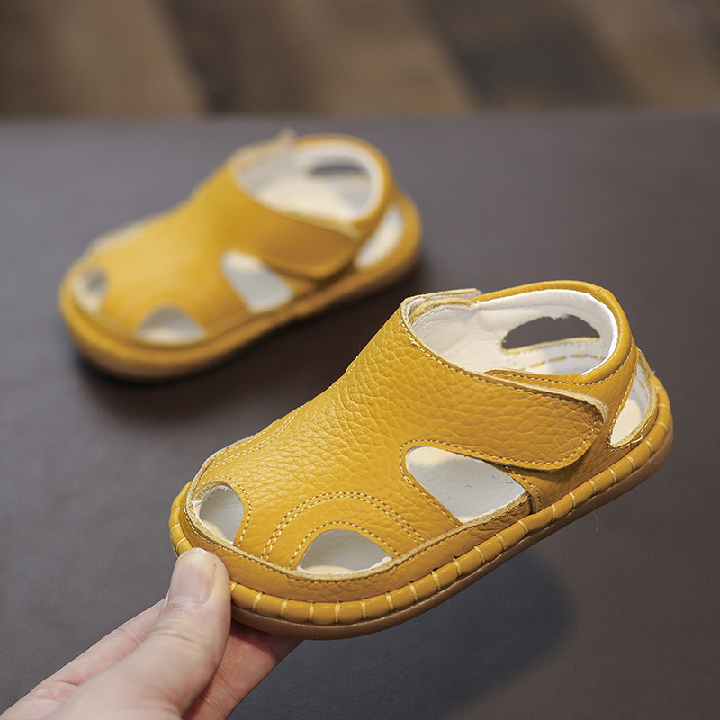 Mother&Kids Leather baby sandals for women Breathable baby shoes for men soft soled baby sandals for children non-slip hollowing_voghion.com