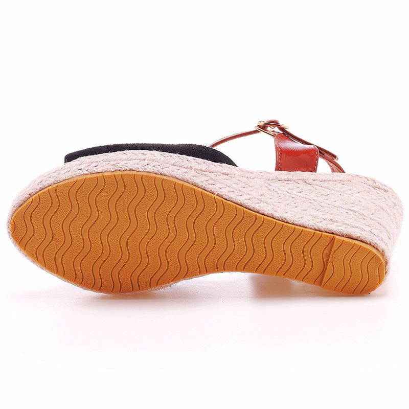 Damskor Mode Mary Jane Fiskmunnsandaler Runt Huvud Vattentäta Platåsandaler med Repkil_voghion.com