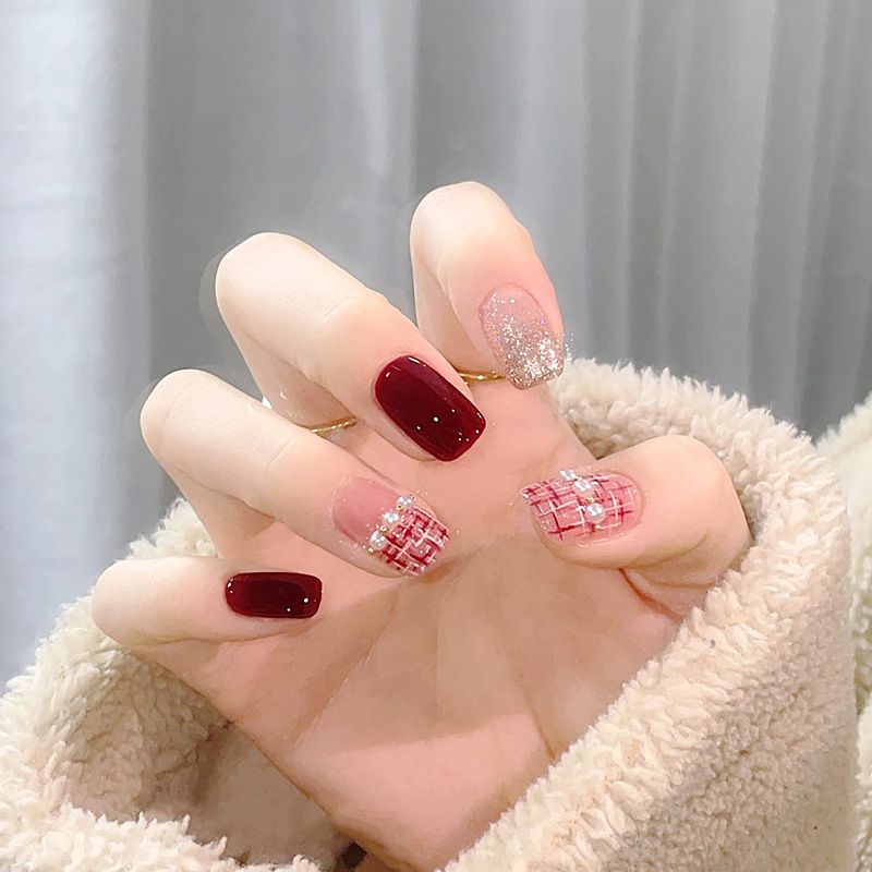 Wearing Armor, Wine Red, Small Fragrance, Elegant And White, Versatile Wearable Stickers, Finished Yiwu Nail Art_voghion.com