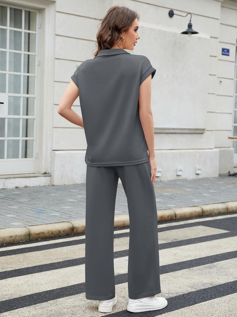 2025 neue Sommer Kleidung frauen Anzug Weste Top Casual Lange Breite Bein Hosen_voghion.com