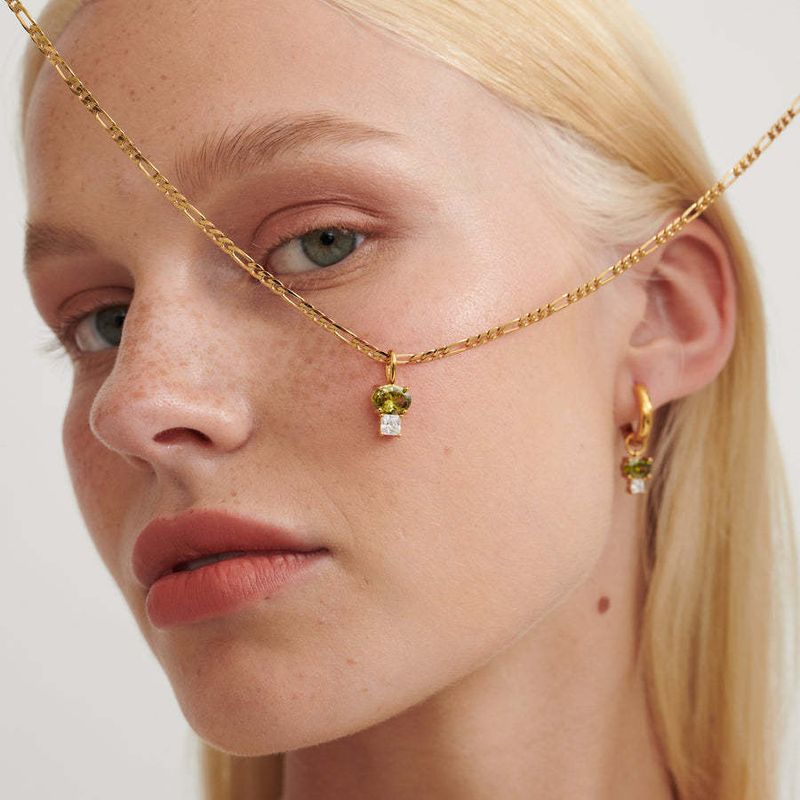 Collier en zircon coloré, simple et luxueux, galvanoplastie sous vide, conservation de la couleur_voghion.com