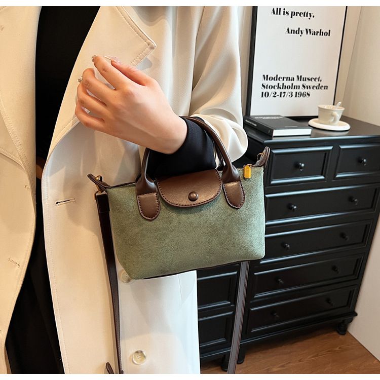 Autumn and winter new dumpling dragon bags, Xiang niche single shoulder crossbody bag, high-end suede handbag_voghion.com
