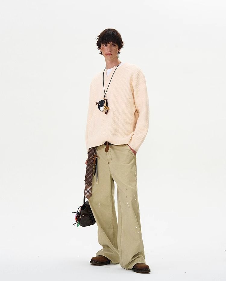 Herren Vintage Zopfmusterpullover – CleanFit Oversized Pullover (M-3XL, Polyestermischung, knitterfrei)_voghion.com