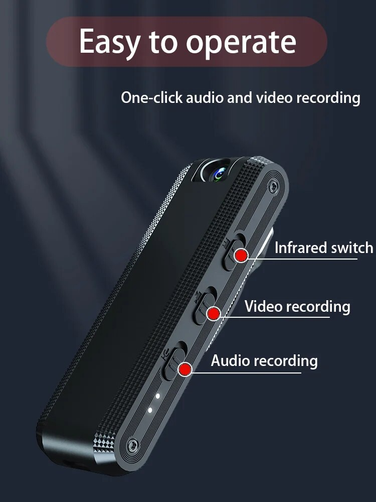 Gravador de voz com câmera de vídeo HD com visão noturna e rotação de 180 graus, gravador de reunião corporal vestível_voghion.com