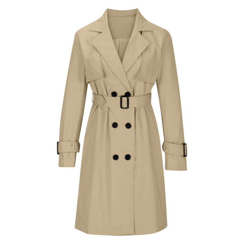 Trench casual doppiopetto da donna, invernale e autunnale_voghion.com