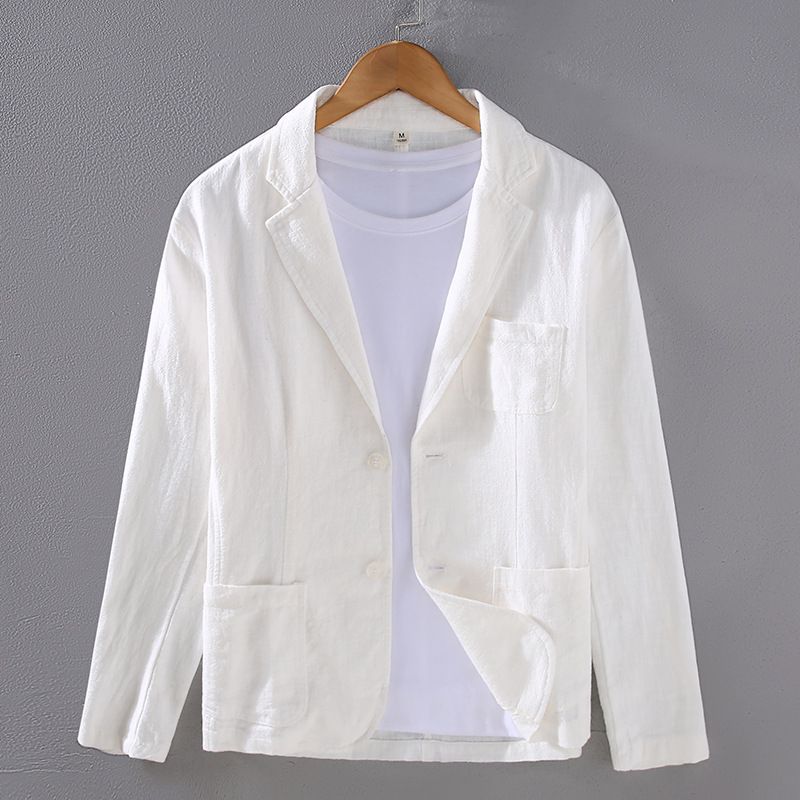 Casual Ramie Small Suit For Men, Versatile For Youth, Loose Fit For Business, Cotton And Linen Suit Jacket_voghion.com