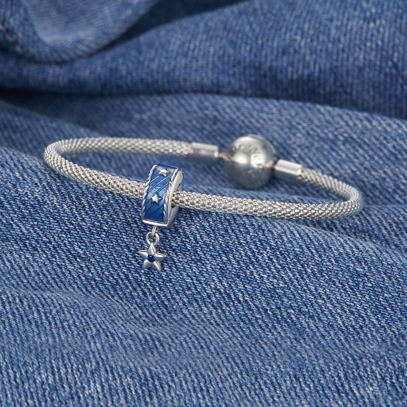 Denim Stern Stopper Perlen Charm Sterling Silber Charm_voghion.com