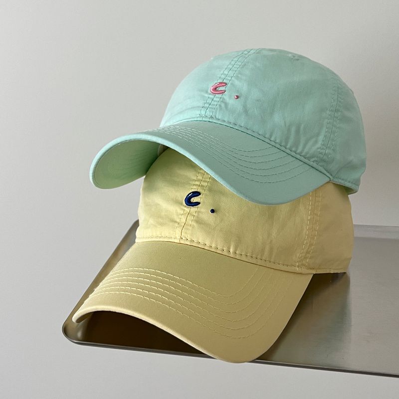 Simple Letter Yellow Soft Top Duckbill For Women Korean Style Versatile Hat Curved Brim Face Slimming Baseball Cap Thin_voghion.com