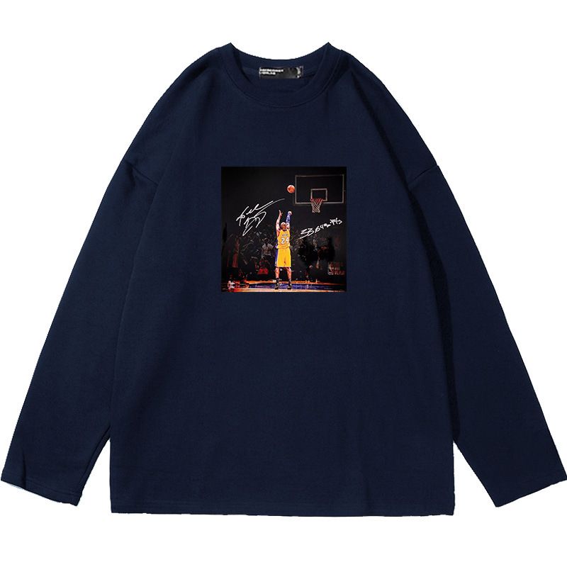 Stampa monofacciale e silhouette da basket Kobe Shooting Signature T-shirt a maniche lunghe per uomo e donna, ampia e pura_voghion.com
