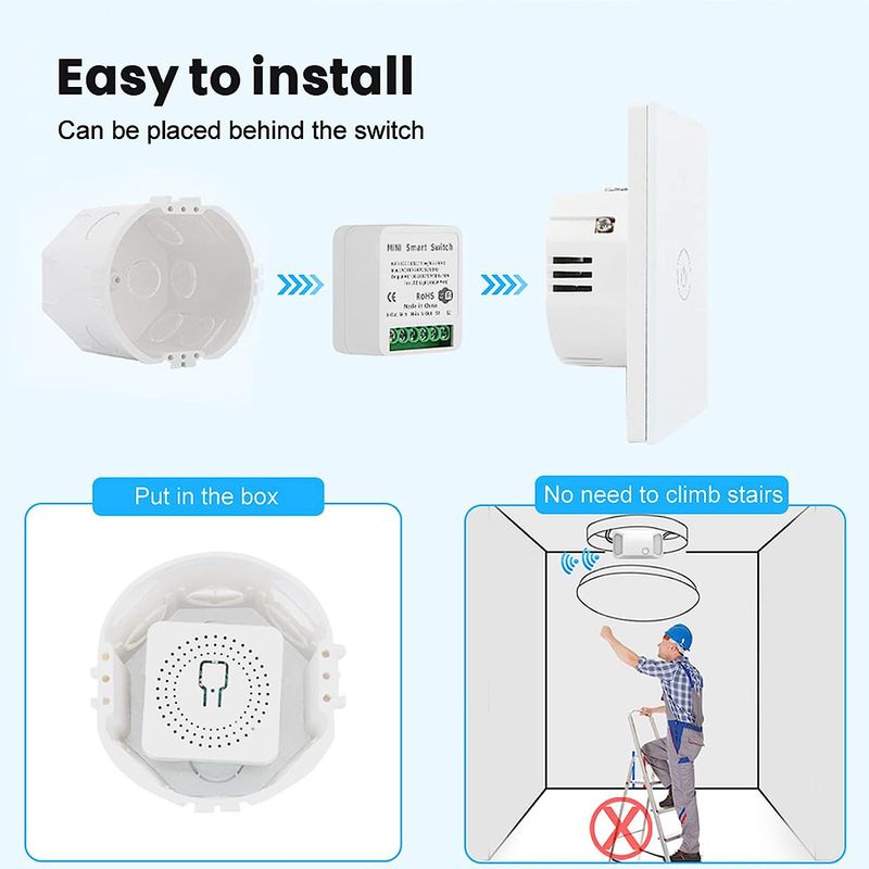 16A Tuya WiFi MiNi Smart Switch Power Monitor 2-Wege-Steuerung Timer Drahtloser DIY-Breaker Funktioniert mit Alexa Google Home Alice_voghion.com