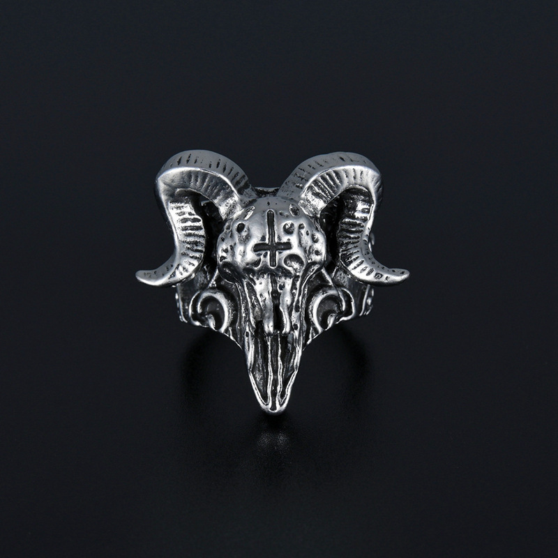 Fashionable versatile sheepskin head ring with an open mouth, men's trendy single index finger ring, exaggerated and_voghion.com
