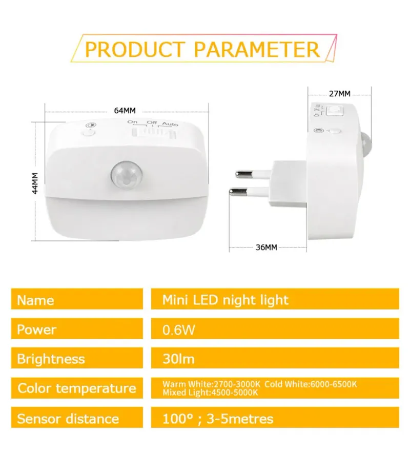 LED EU Plug In Smart Motion Sensor Licht 220V Wand Für Home Gang WC Flur Treppe Küche Schlafzimmer Nacht lampe_voghion.com