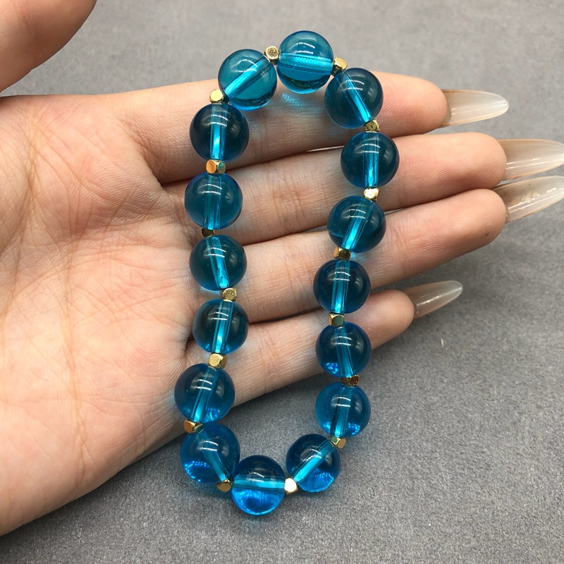 Conjunto de pulsera y collar de cristal azul retro, flores occidentales vintage medievales, retorno italiano, cristal antiguo_voghion.com