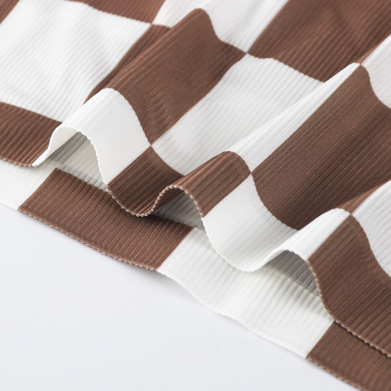 Long checkerboard ice silk one line circumference beautiful back chest wrapped pure desire camisole vest external wear,_voghion.com