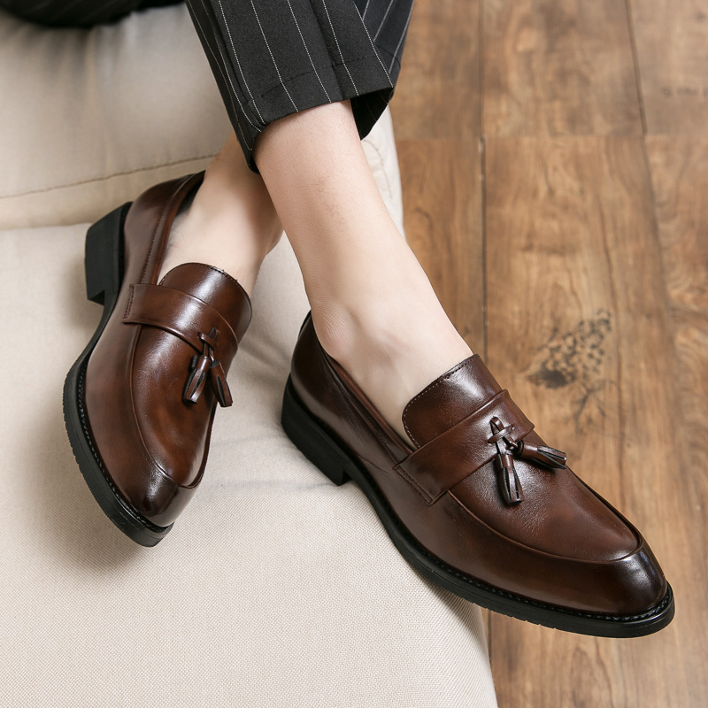 Lefu British Fashion Su One Foot Pedal Korean Version Casual Small Size Business Leather Men's Wedding Shoes_voghion.com