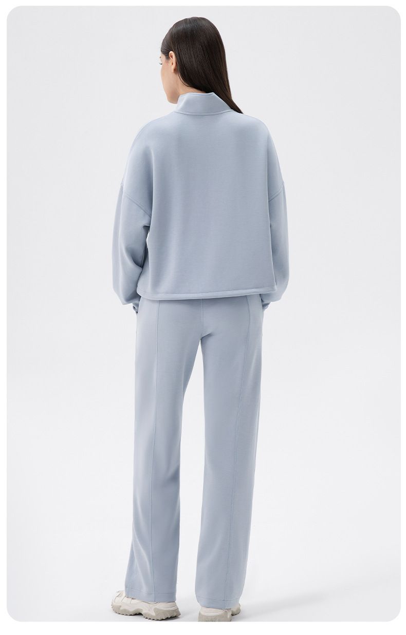 Felpa da donna autunno inverno yoga, comoda e casual, con colletto alto, per corsa, fitness e sport_voghion.com