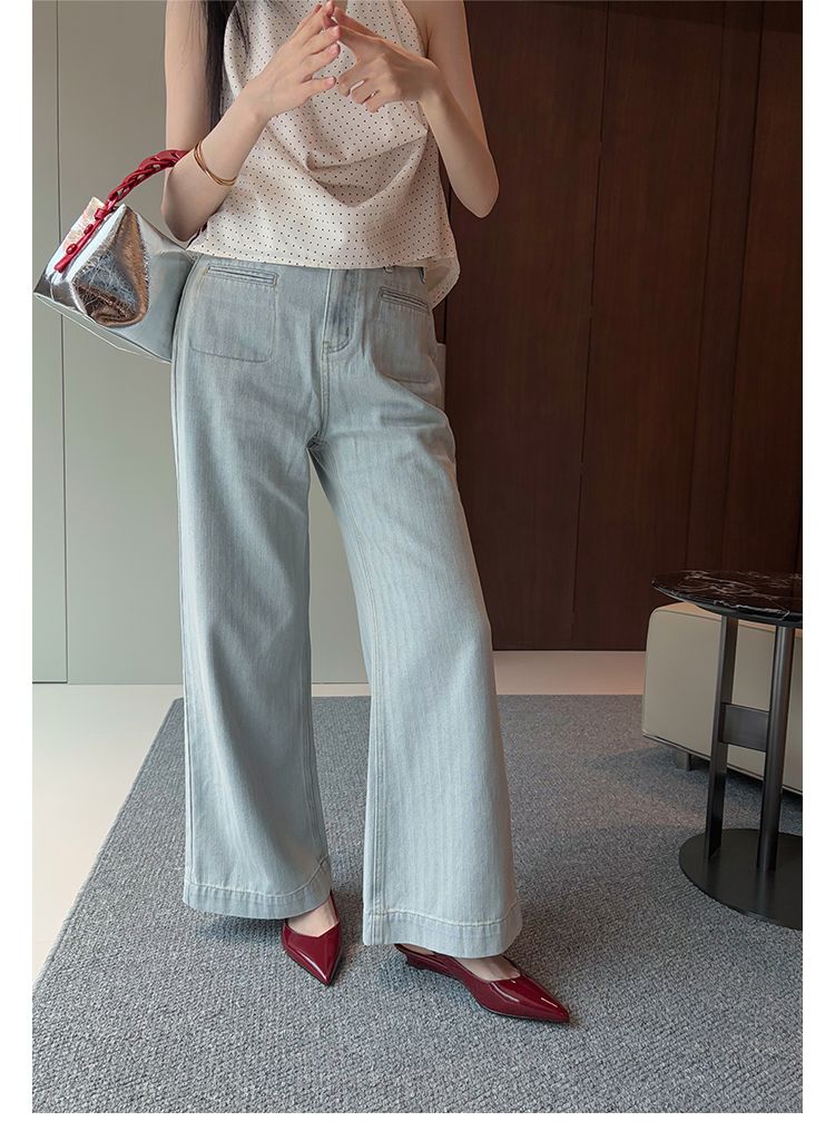 Lancui Nude Wedge Half Slippers For Women Summer Outdoor Patent Leather Chunky Heel Closed Toe Sandals Slim Pointed High_voghion.com