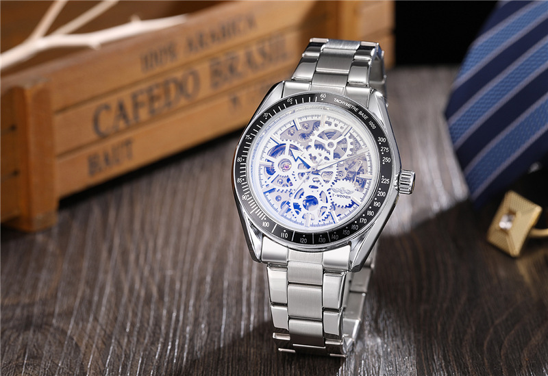 Hot selling winner8152 men's leisure mechanical watch automatic hollow mechanical watch men's steel band watch_voghion.com