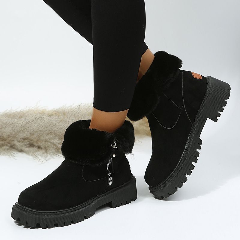 Cross-Border Plus Size Snow For Women 2023 New Mid-Calf Fleece-Lined Warm Cotton Shoes Sheepskin Winter Boots_voghion.com