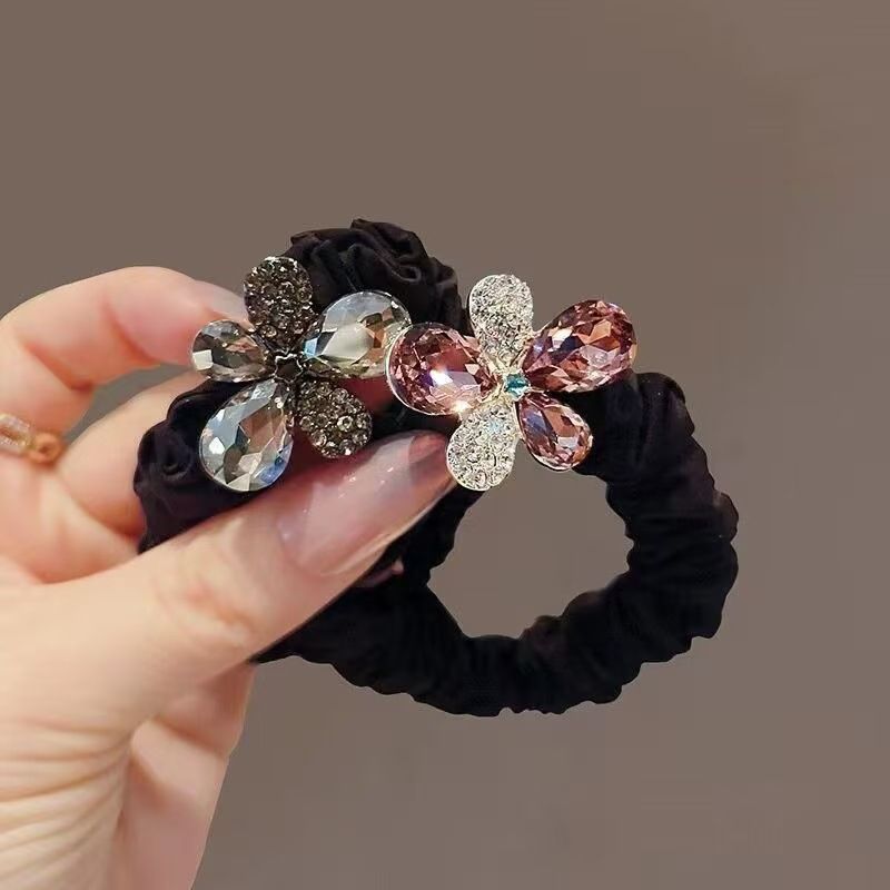Fascia per capelli in gomma con elegante farfalla coreana, modello Mori, con cristalli d'imitazione, fascia per capelli legata da ragazza, celebrità di Internet_voghion.com