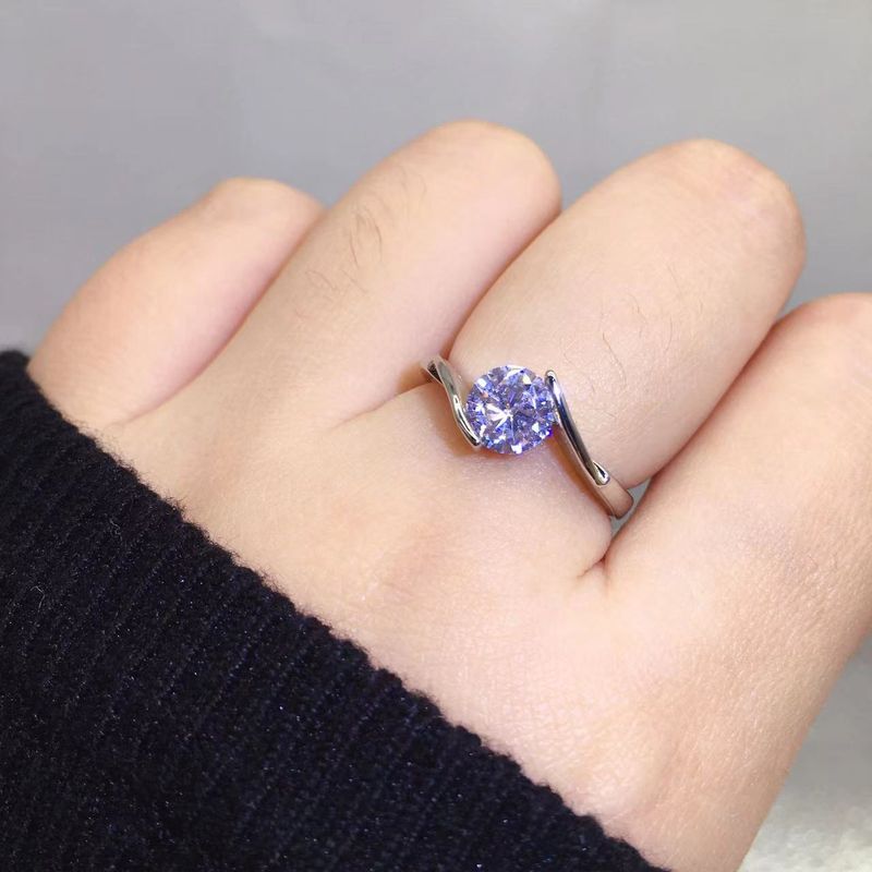 Anello da sposa con moissanite placcato argento e zircone aperto da donna_voghion.com