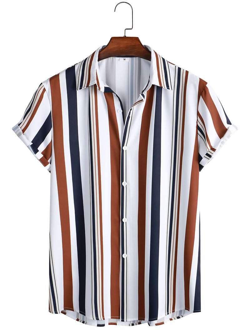 Men's Clothing Summer New Striped Shirt Men's Casual Shirt Short Sleeve Shopify_voghion.com