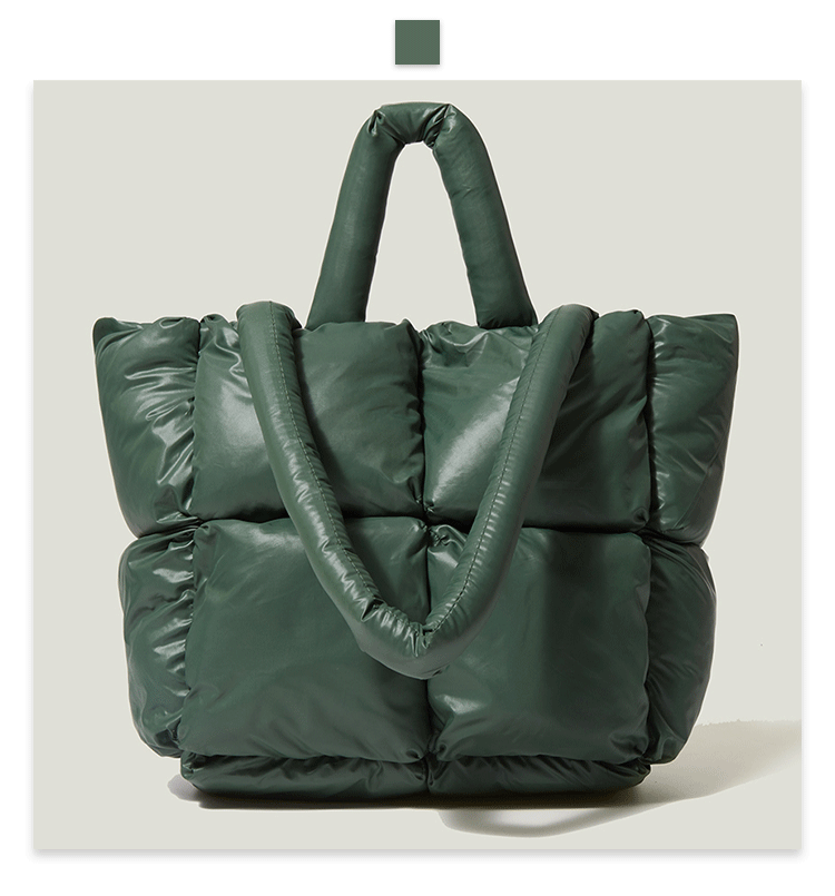 Damentaschen Neue Daunentasche Baumwollhandtasche Damen weiche karierte Baumwollfüllung Umhängetasche Mode einfache Einkaufstasche_voghion.com