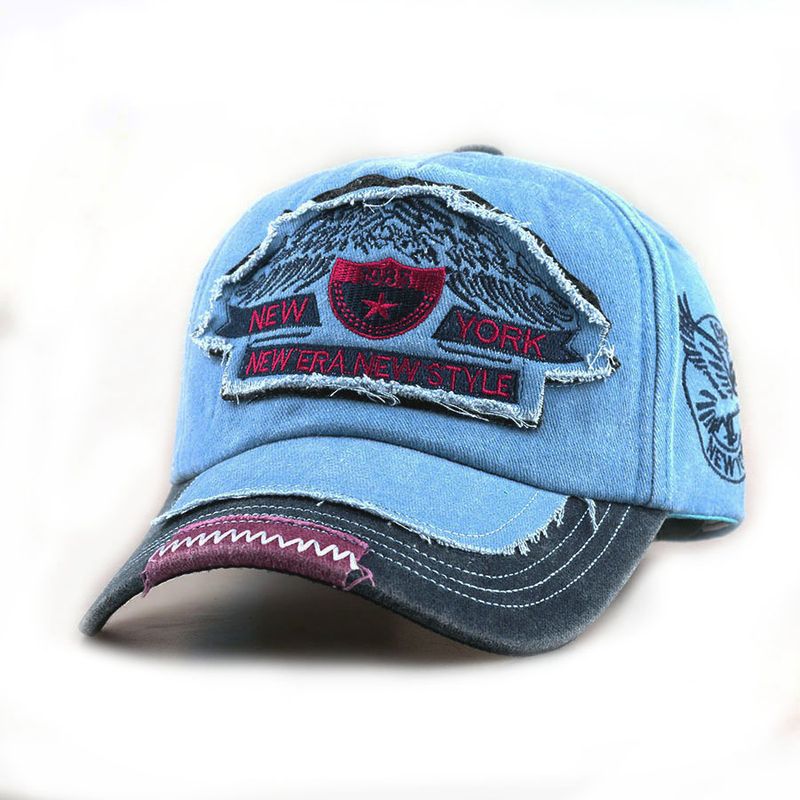 Neu 1985 Brief Stickerei NEW YORK Baseball Gewaschen Vintage Baumwolle Patchwork Farbe Block Outdoor Duckbill Cap_voghion.com