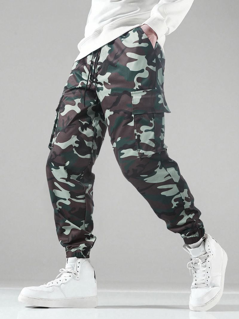Erkek Kamuflaj Kargo Pantolonu - Askeri Esintili Bol Kesim Taktik Pantolon (Çok Renkli, S-XXL Bedenler)_voghion.com