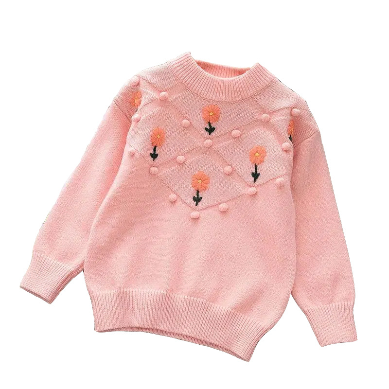 Herbst Winter Mädchen Blume Bestickt Pullover Äußere Tragen Innere Schichtung für Mädchen, Babys, Mittel und_voghion.com