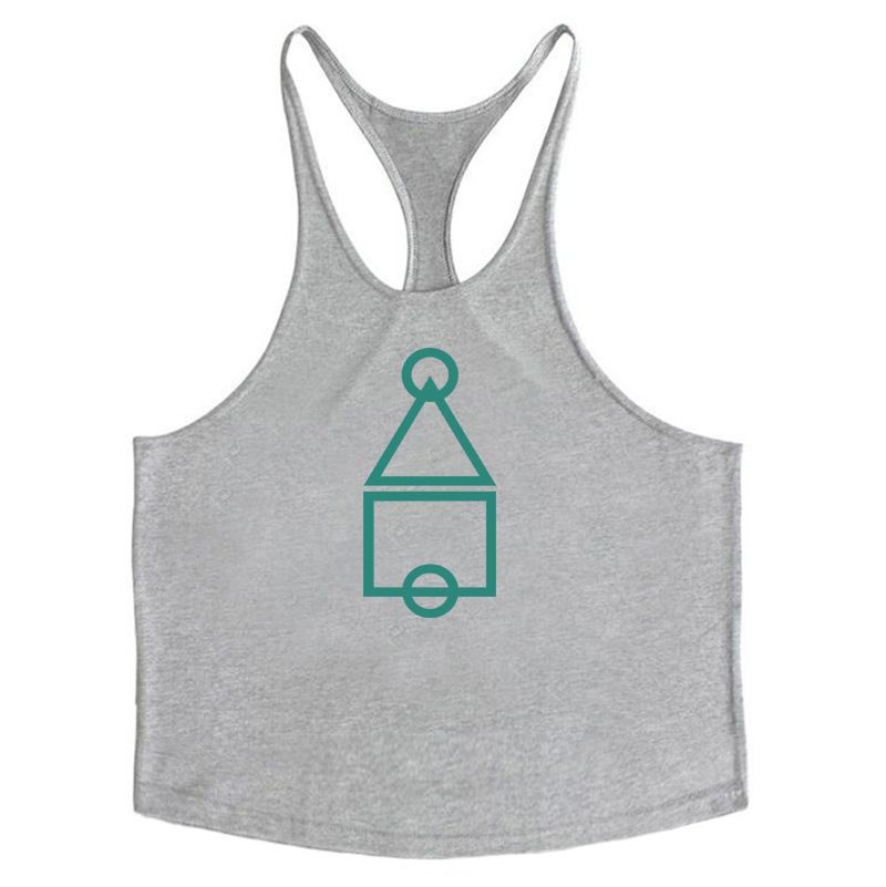 Sommarmuskelträning Brother Fitness Linne för män Elastisk Racerback-rem i ren bomull_voghion.com