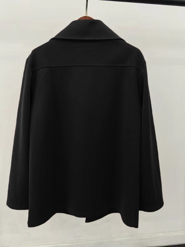 2024. gada rudens/ziemas kompozītmateriāla vīriešu mētelis vidēja garuma divrindu piegriezuma vējjaka ar pogām un atveramu apkakli_voghion.com