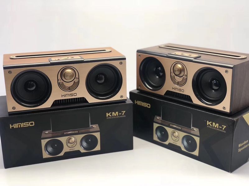 New KM-7 Wooden Wireless Portable Outdoor Radio Card Slot Bluetooth Speaker_voghion.com