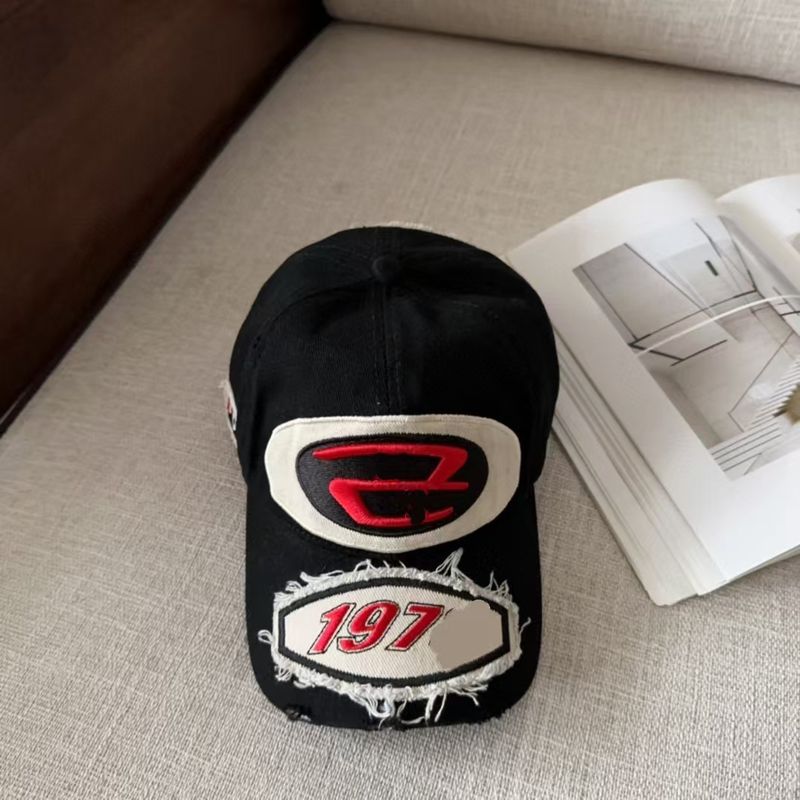 2025 Dark Vibes Style Nischen-Softtop-Entenschnabelpaar-Street-Fashion-Marke, gewaschene Baseballkappe mit gesticktem Logo_voghion.com