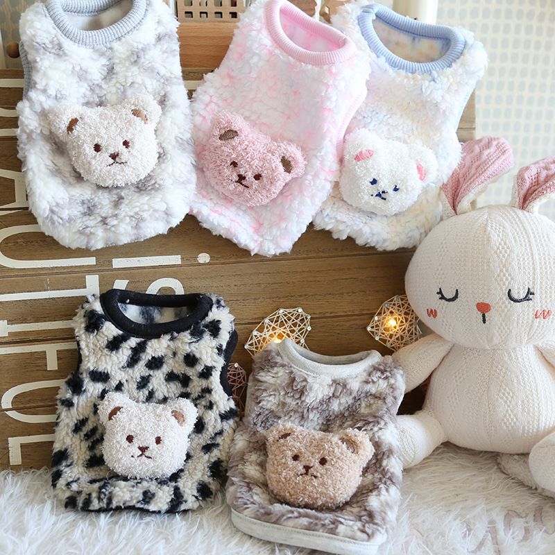 Petstyle Little Snow Leopard Bear Hund Niedliche Fleece-Kleidung für Welpen und Kätzchen, Neugeborene Katze_voghion.com