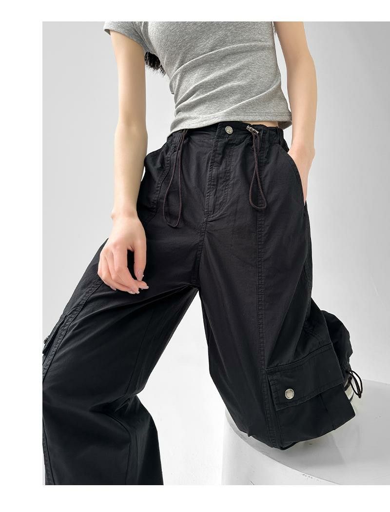 Dynamische werkbroek voor meisjes, lente- en zomerhiphop voor dames, enkelband, losvallend Amerikaans model, wijde pijpen, High Street_voghion.com