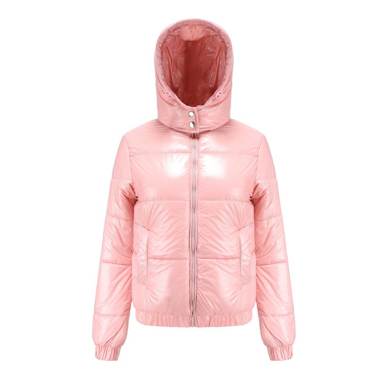 Giacca invernale leggera con cappuccio da donna, rivestimento impermeabile 20D, capospalla lucido a maniche lunghe per moda e comfort._voghion.com
